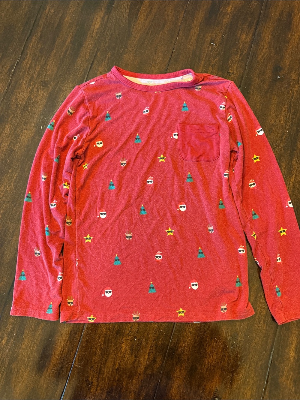 Little Sleepies Red Long-Sleeve Holiday Pocket Top with Tiny Icons